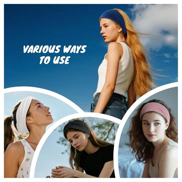 Women Headbands Soft Stretchy Wide Hair Bands for Sports Yoga Workout - Picture 5 of 6